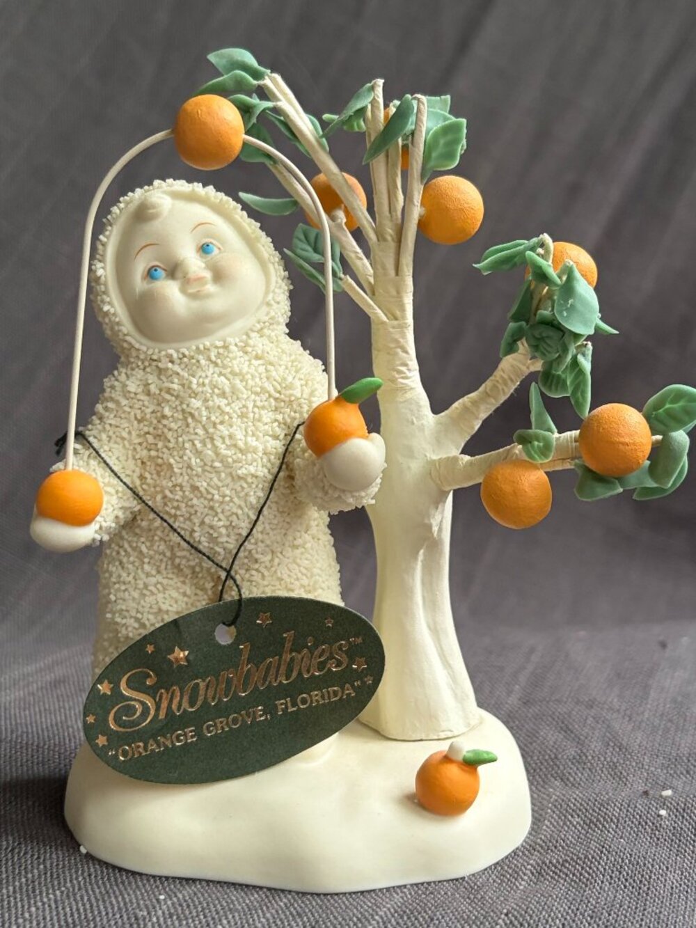 Dept 56 Snowbabies Figurine Picking Oranges from Tree